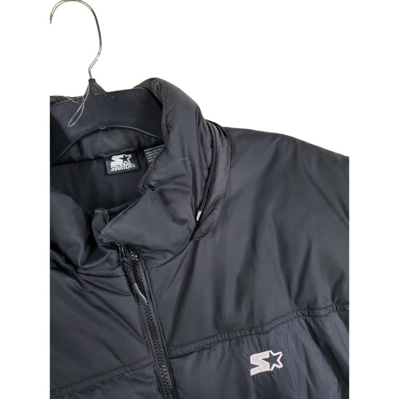 Starter Down Feather Puffer Vest Jacket Mens 2XL 50/52 Black Zip Up Winter - Picture 9 of 11